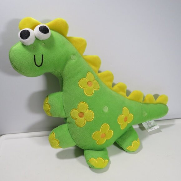 Green Dinosaur pillow/stuffed animal with yellow flowered spots - Picture 1 of 8